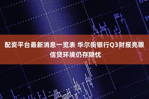 配资平台最新消息一览表 华尔街银行Q3财报亮眼 信贷环境仍存隐忧