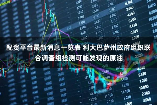 配资平台最新消息一览表 利大巴萨州政府组织联合调查组检测可能发现的原油